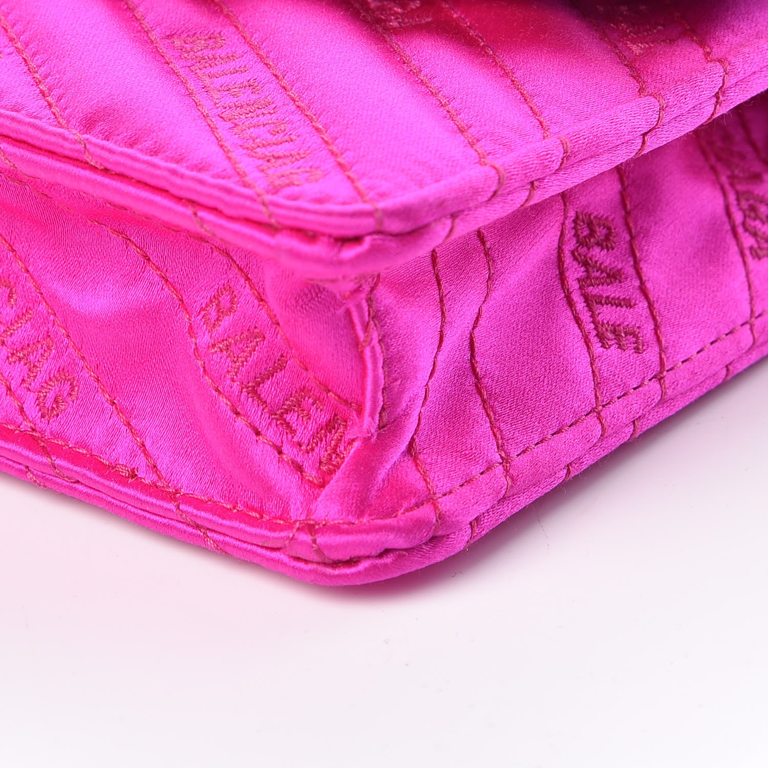 Balenciaga Satin Jacquard Logo Matelasse BB Wallet On Chain Fuchsia 9 of 12