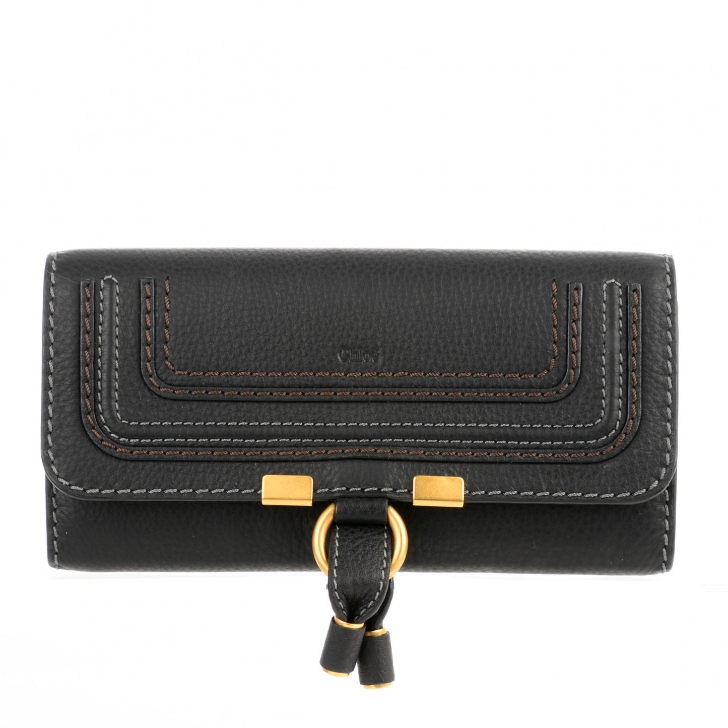 Calfskin Marcie Continental Flap Wallet Black