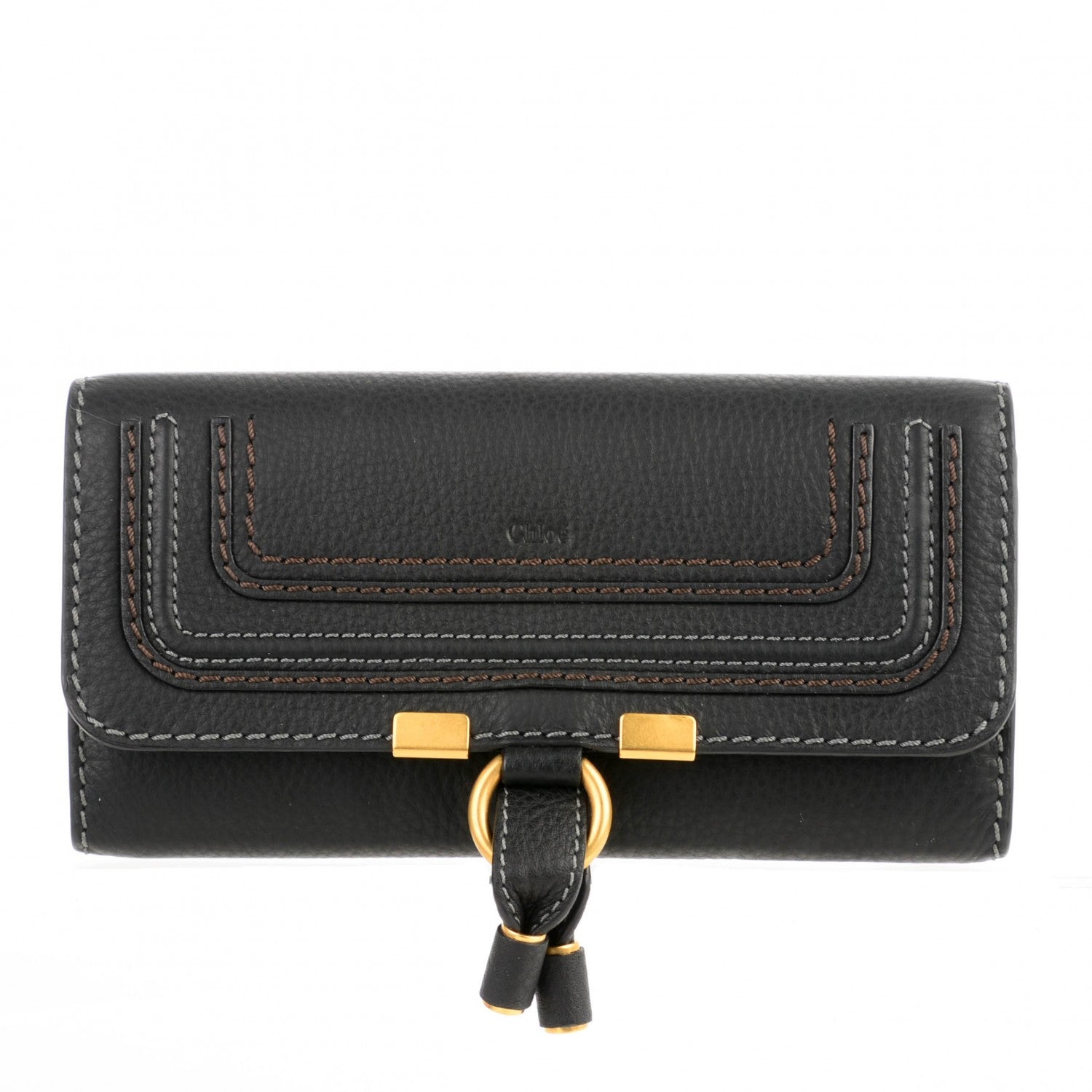 Chloe Calfskin Marcie Continental Flap Wallet Black 1 of 7
