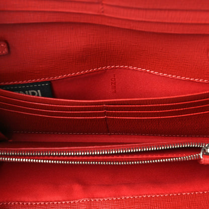 Fendi Vitello Elite Flowerland Continental Wallet On Chain Red 7 of 8