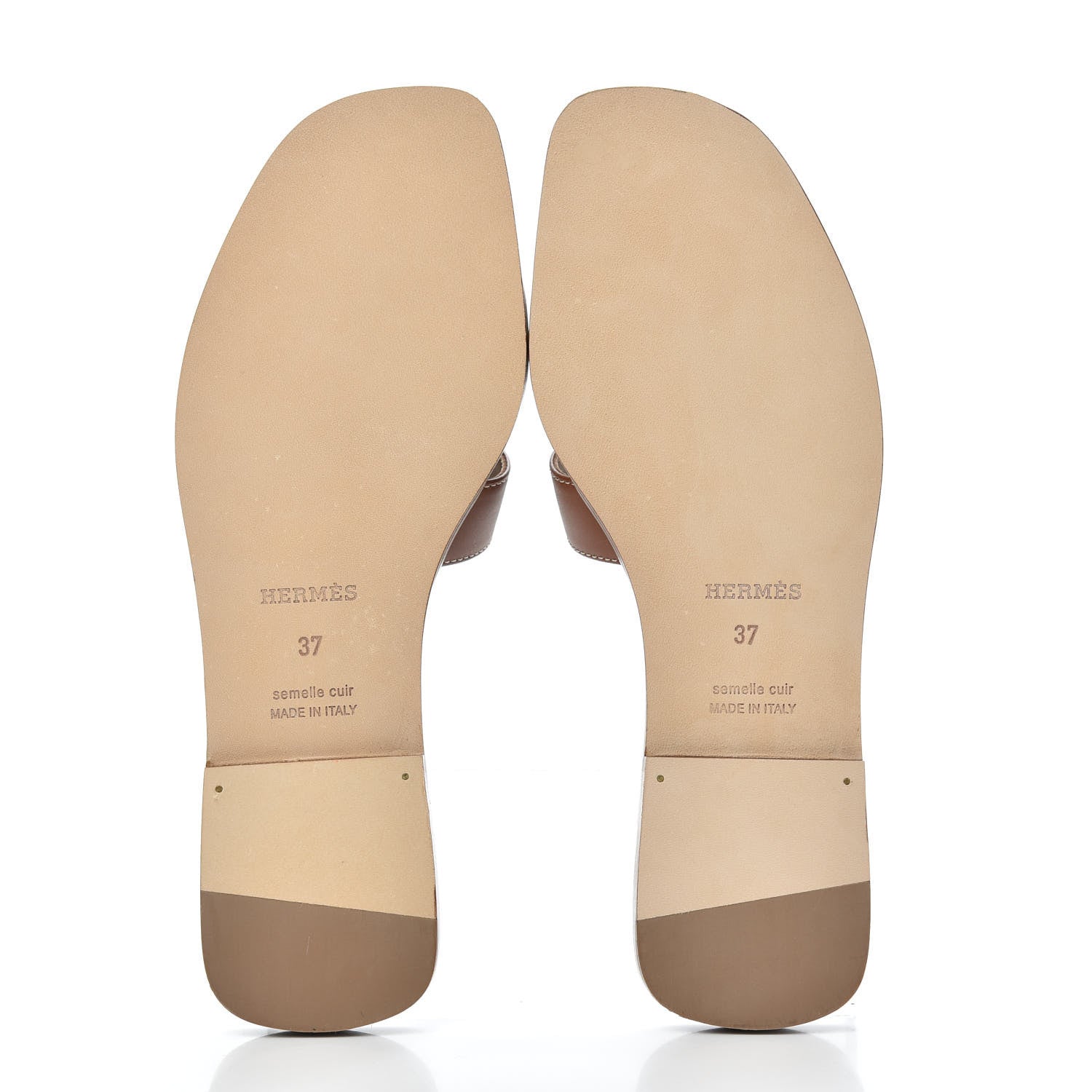 Hermes Box Calfskin Oran Sandals 37 Gold 5 of 9