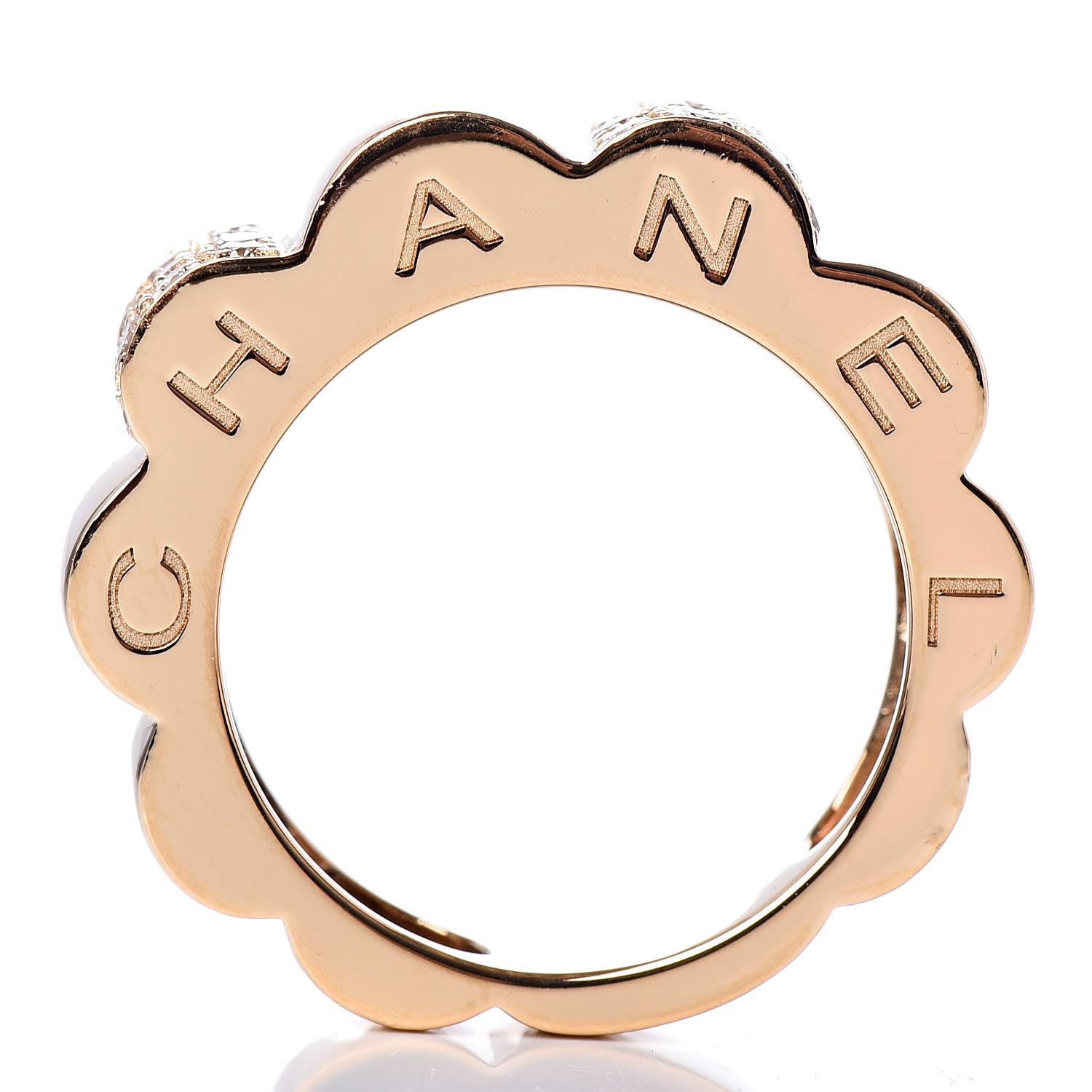 Chanel 18K Yellow Gold Diamond Profil de Camélia Ring 55 7.25 5 of 6