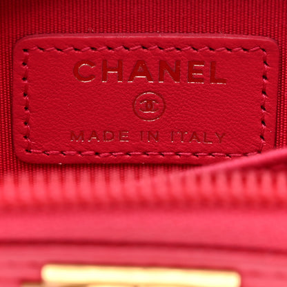 Chanel Lambskin Quilted Boy Zip Around Coin Purse Wallet Fuchsia 6 of 11
