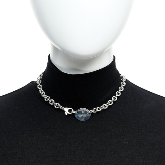Sterling Silver Return to Tiffany Oval Tag Choker Necklace