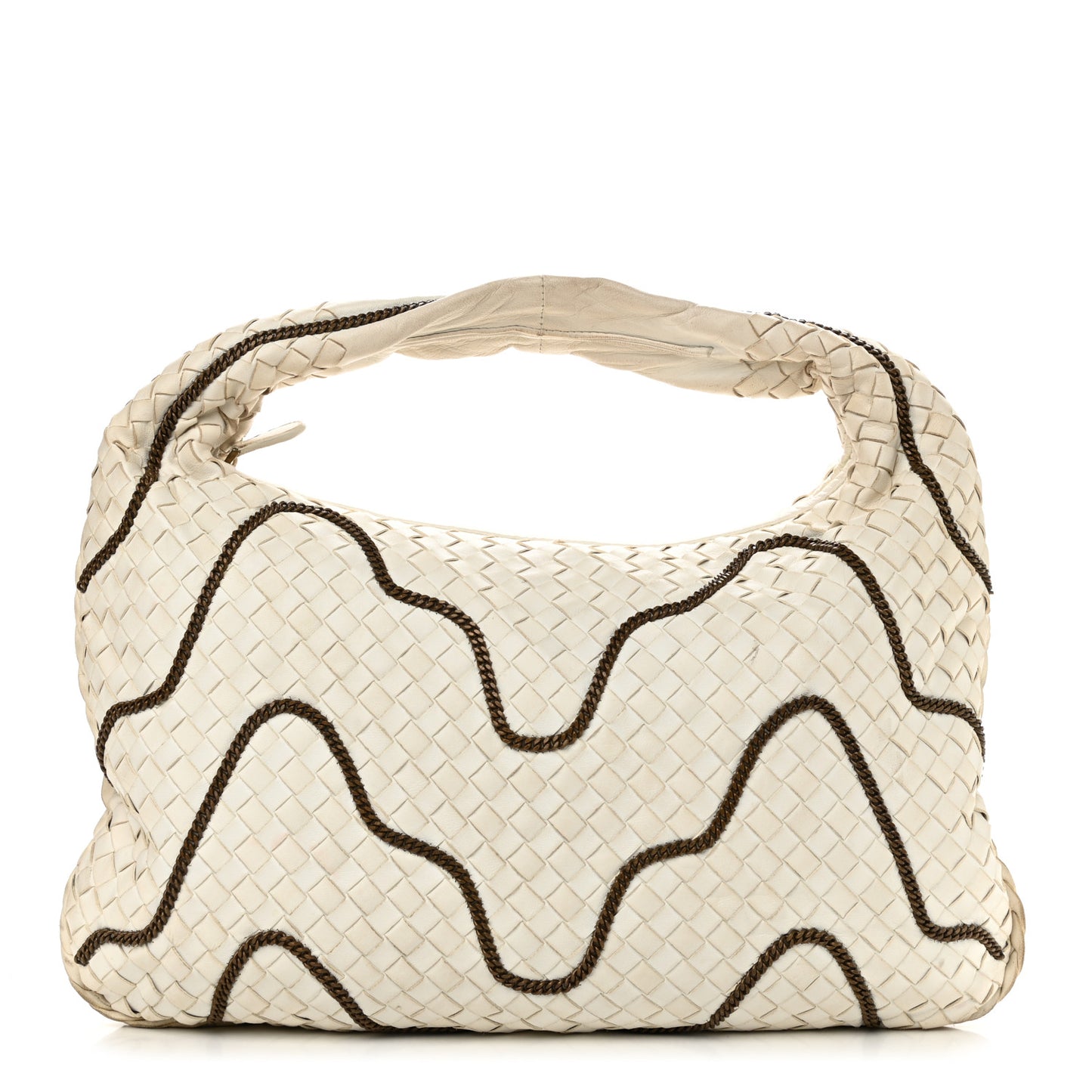 Nappa Intrecciato Medium Veneta Chain Hobo White