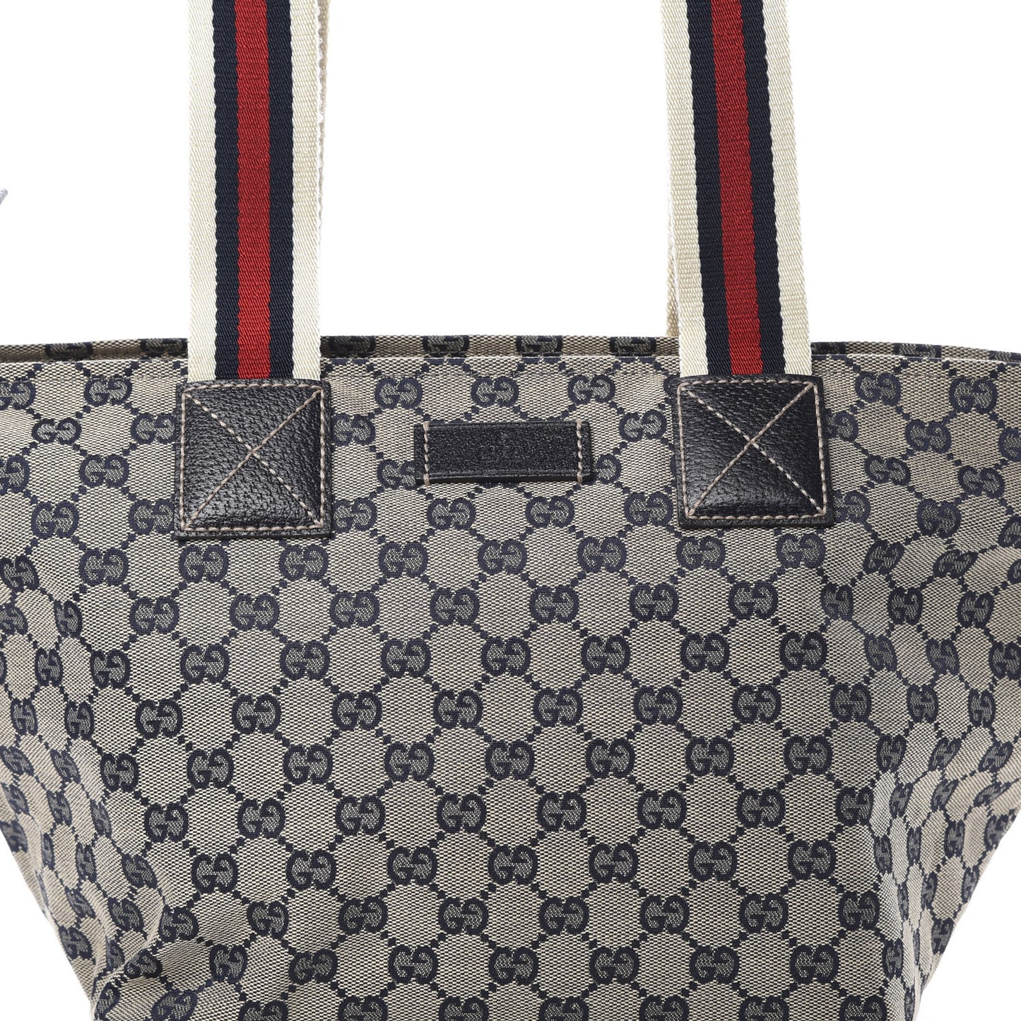GG Monogram Medium Web Handle Bucket Tote Navy Blue