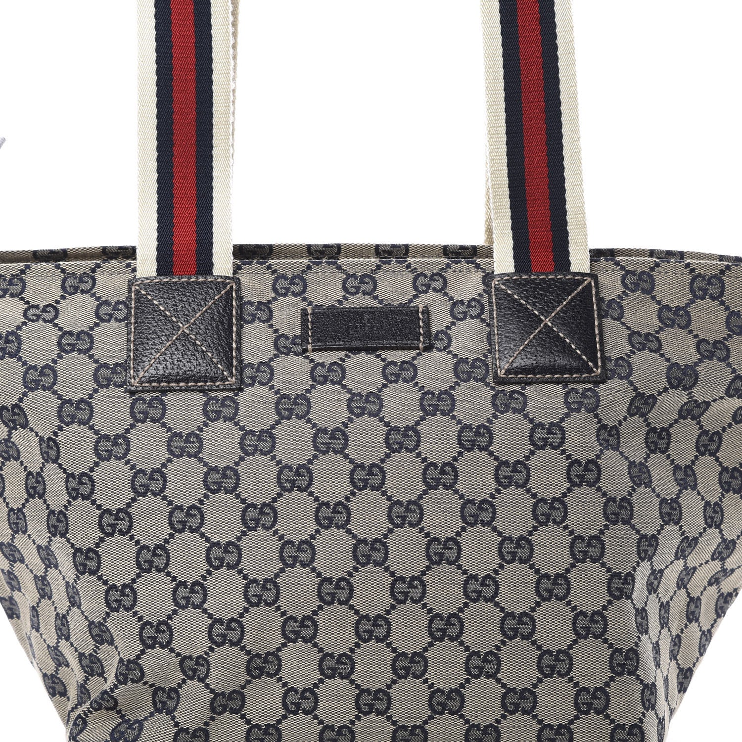 Gucci GG Monogram Medium Web Handle Bucket Tote Navy Blue 8 of 10