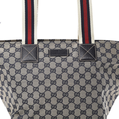 Gucci GG Monogram Medium Web Handle Bucket Tote Navy Blue 8 of 10