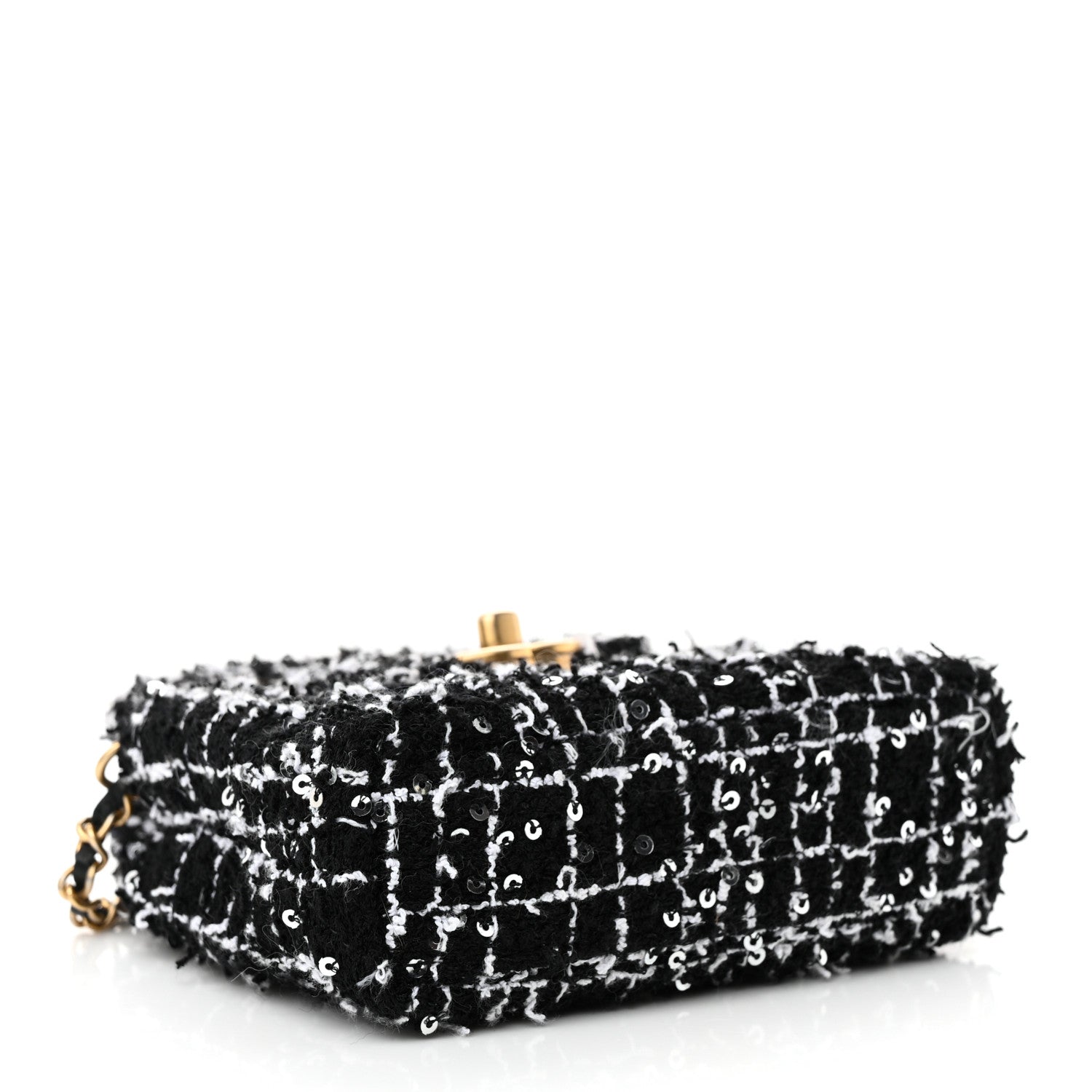 Chanel Tweed Quilted Mini Nano Kelly Shopper Black White 4 of 11
