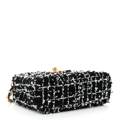 Chanel Tweed Quilted Mini Nano Kelly Shopper Black White 4 of 11