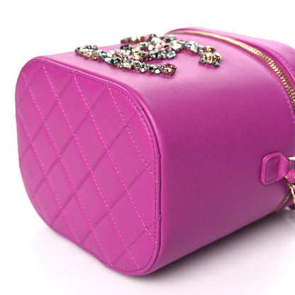 Chanel Lambskin Quilted Crystal CC Vanity Case Purple 10 of 11