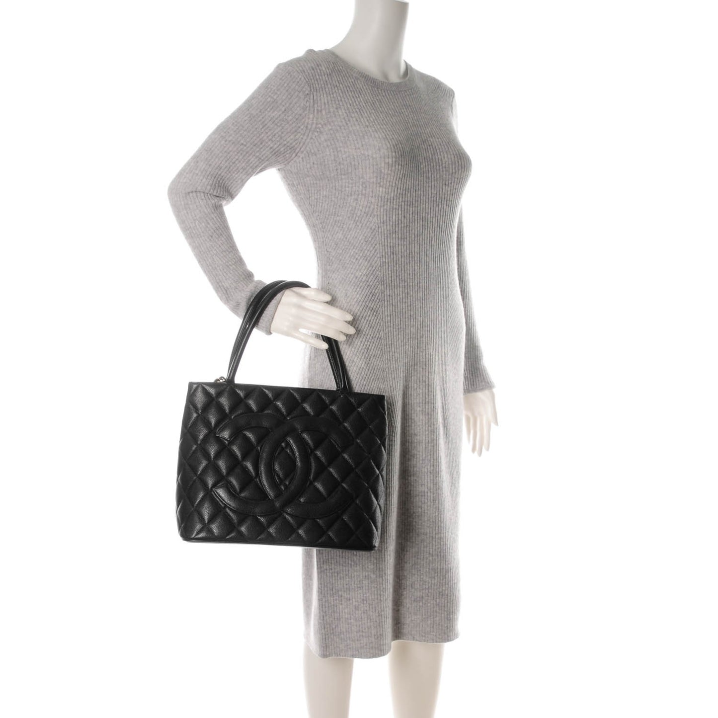 Caviar Quilted Medallion Tote Black