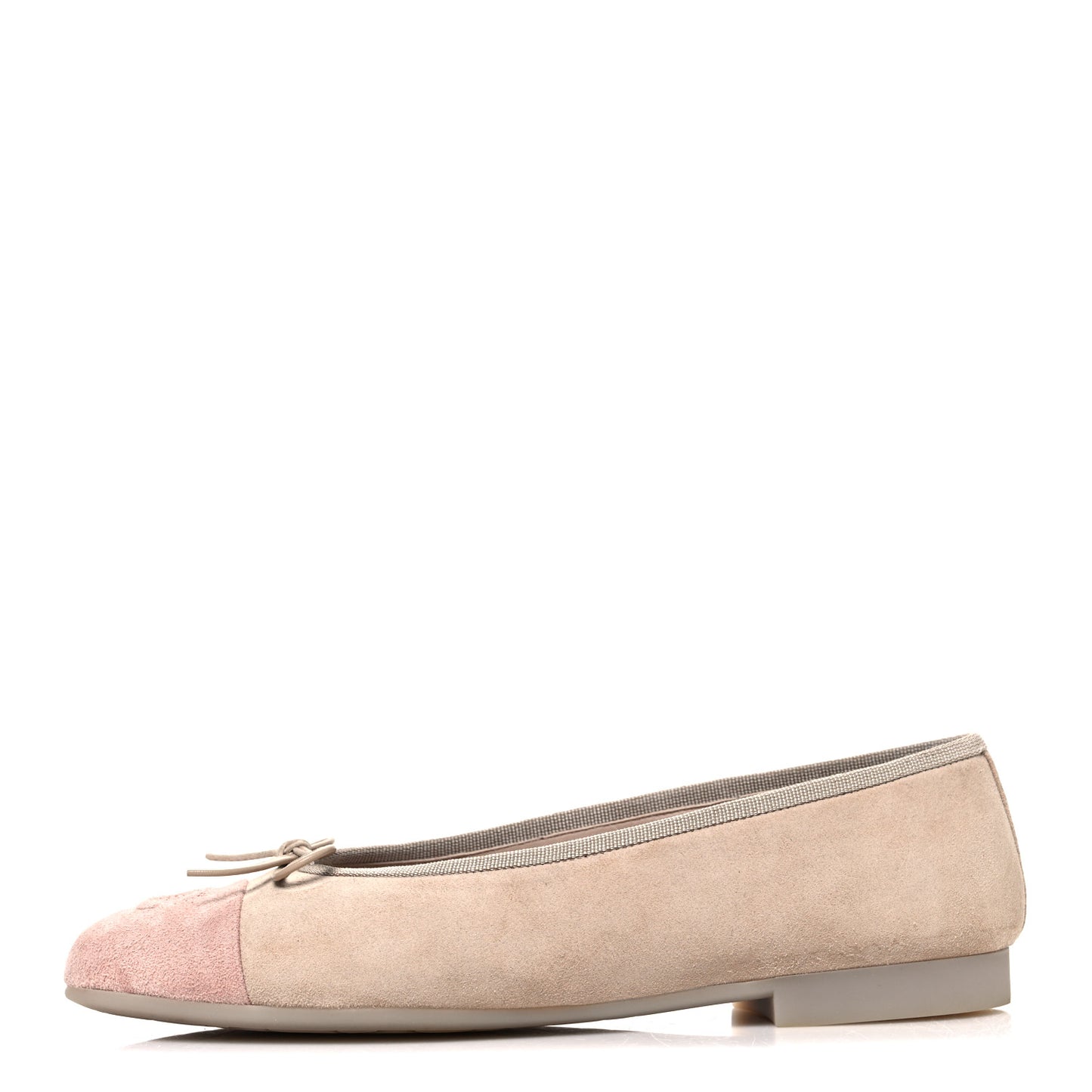Suede Cap Toe CC Ballerina Flats 38.5 Beige Light Pink