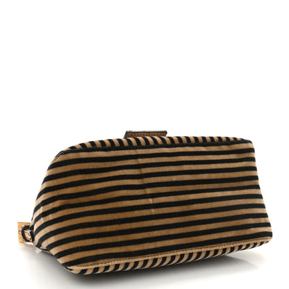 Fendi Velvet Striped Mini Mama Black Beige 4 of 12