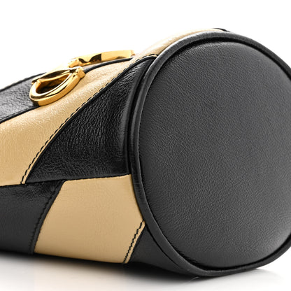 Gucci Calfskin Diagonal Striped Mini Zumi Bucket Bag Black Beige 9 of 12