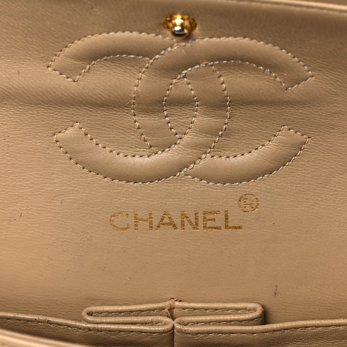 Lambskin Quilted Small Double Flap Beige