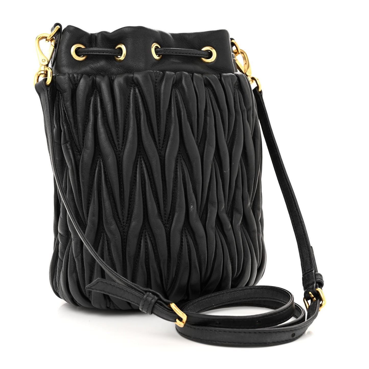 Nappa Matelasse Small Bucket Bag Black