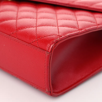 Saint Laurent Grain De Poudre Textured Mixed Matelasse Triquilt Medium Monogram Satchel New Red 8 of 10