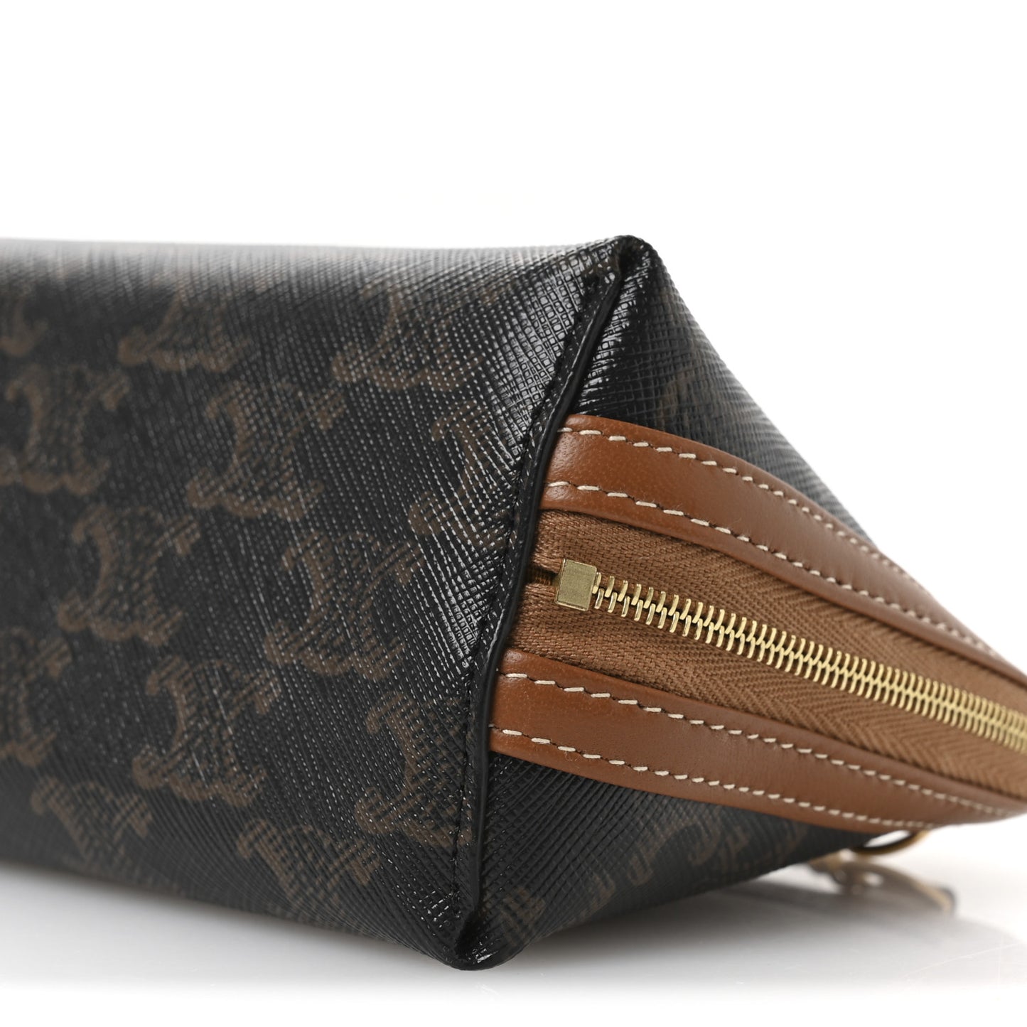 Triomphe Canvas Lambskin Clutch On Chain Tan