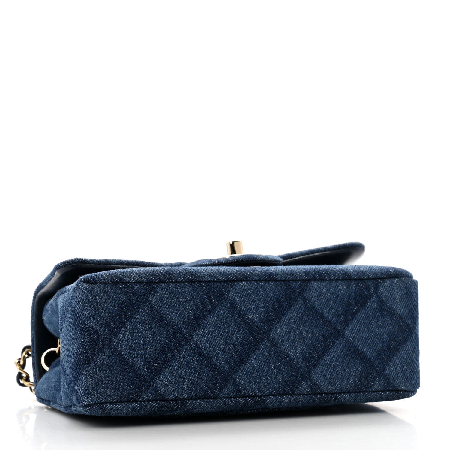 Chanel Printed Denim Quilted Mini Rectangular Flap Dark Blue 4 of 10