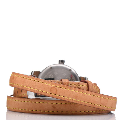 Louis Vuitton Stainless Steel Vachetta 28mm Tambour Triple Wrap Quartz Watch Brown 4 of 10