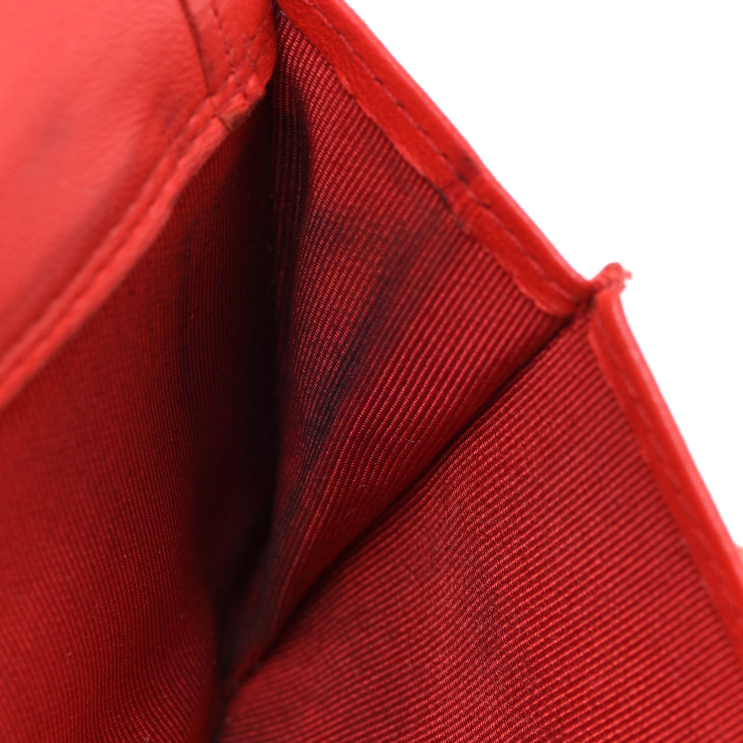 Perforated Lambskin Quilted Flap Wallet Red