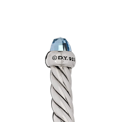David Yurman Sterling Silver Diamond Blue Topaz 4mm Cable Flex Bracelet 3 of 4