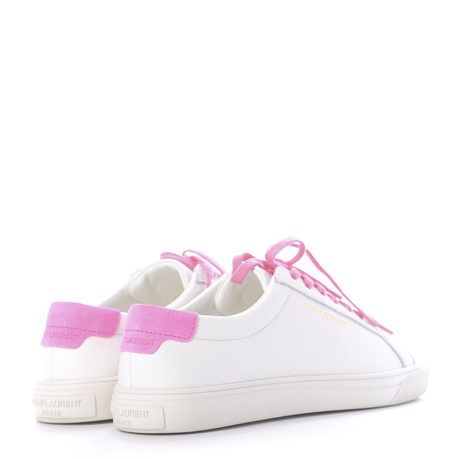 Saint Laurent Grained Calfskin Andy Low Top Sneakers 35 White Pink 4 of 10