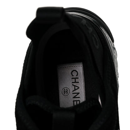 Chanel Suede Calfskin Velvet Grosgrain CC Sneakers 39.5 Black 7 of 8