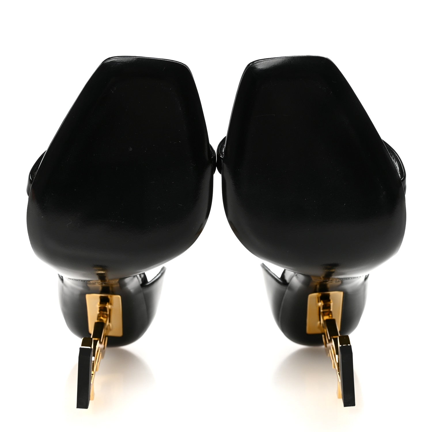 Saint Laurent Patent Calfskin Opyum 110 Sandals 38 Black Gold 12 of 18