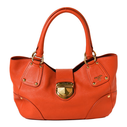 Prada Vitello Daino Pushlock Tote Papaya 1 of 11
