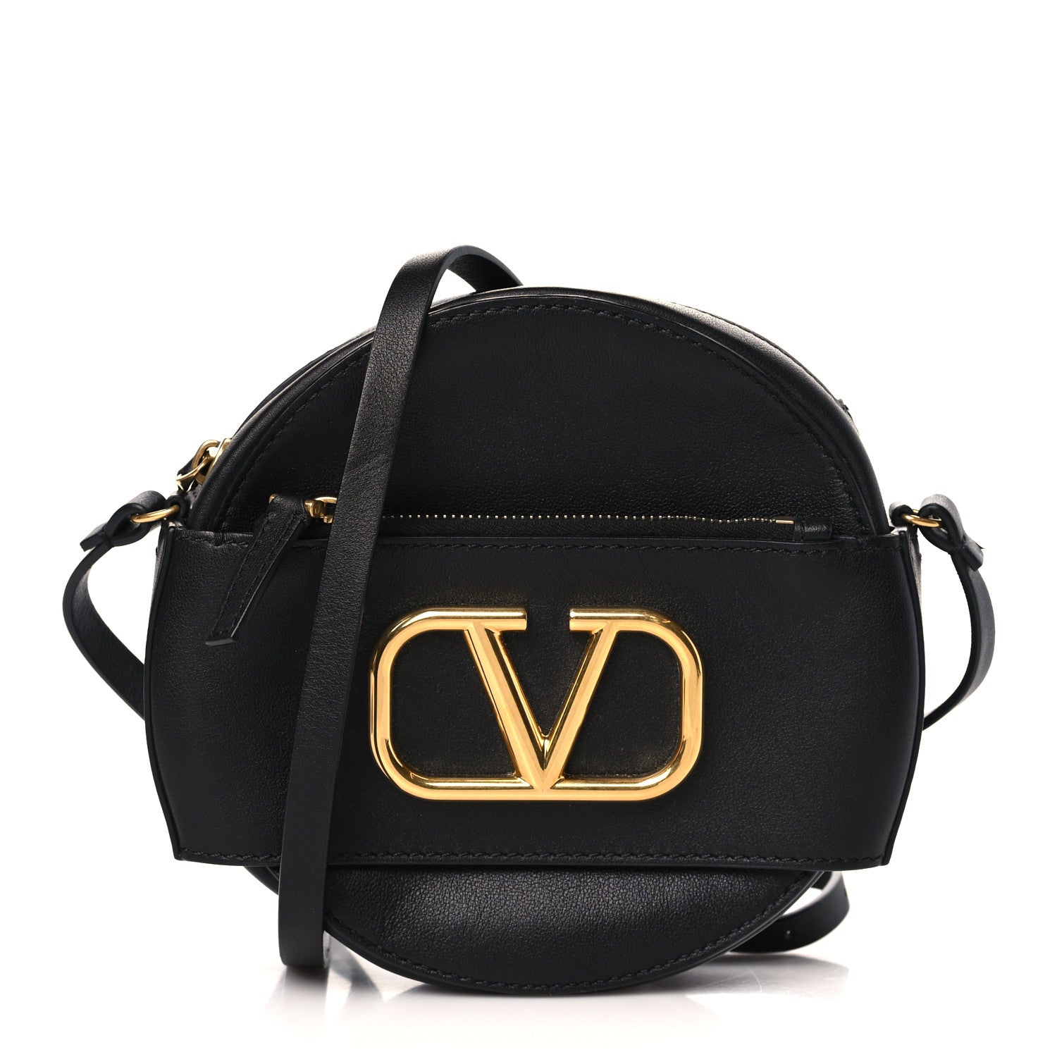 Valentino Garavani Calfskin VLogo Round Crossbody Bag Black 1 of 8
