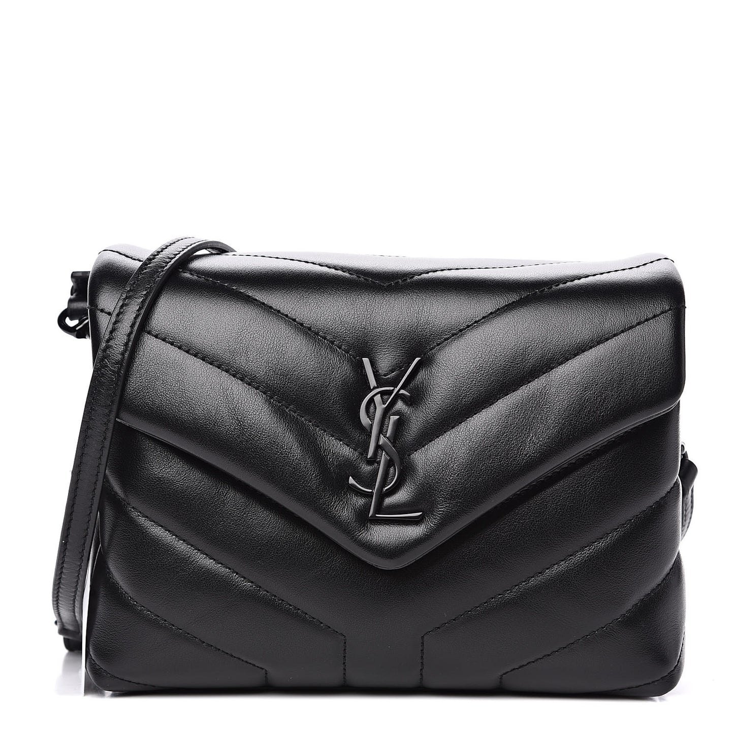 Calfskin Y Quilted Monogram Toy Loulou Crossbody Bag Black