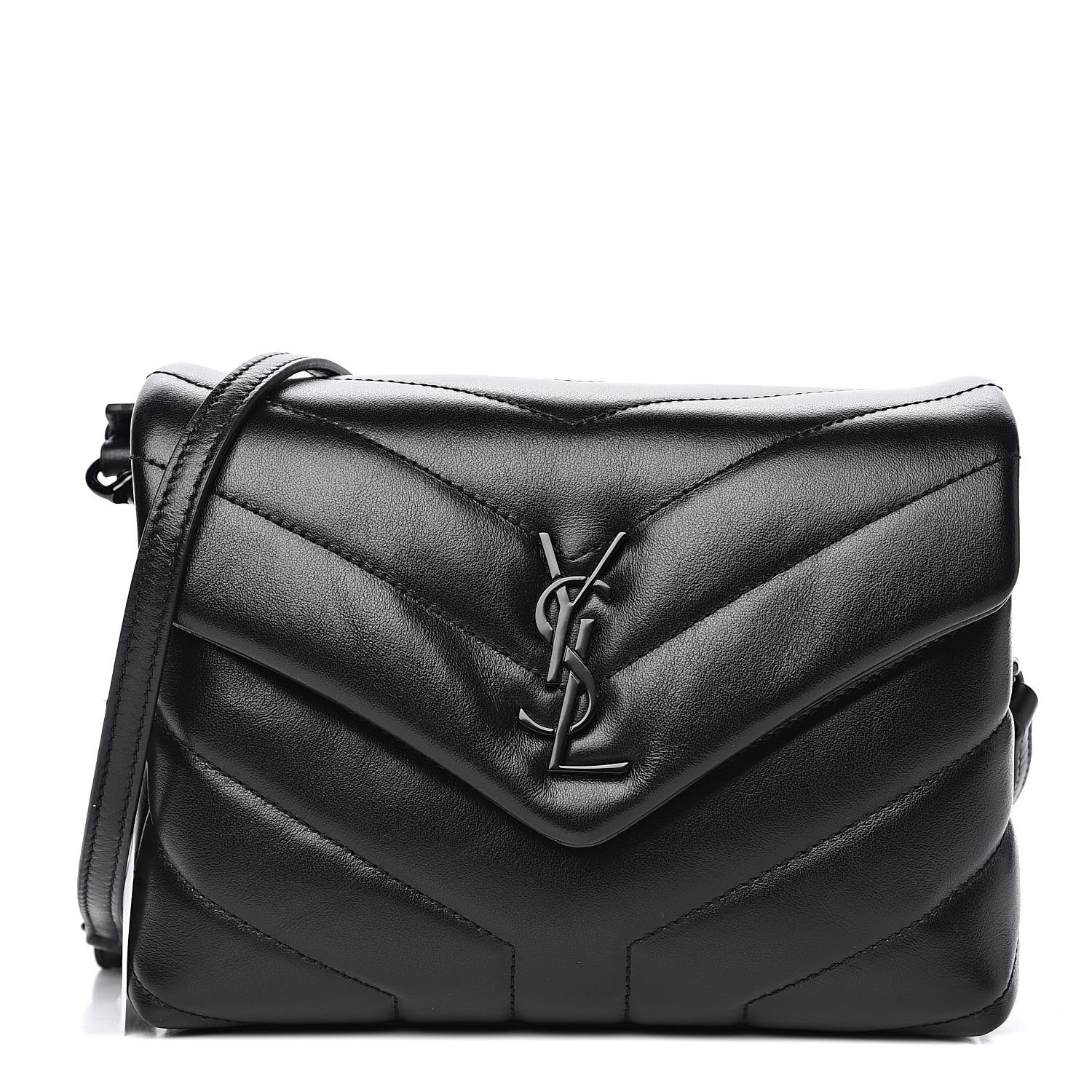 Saint Laurent Calfskin Y Quilted Monogram Toy Loulou Crossbody Bag Black 1 of 11