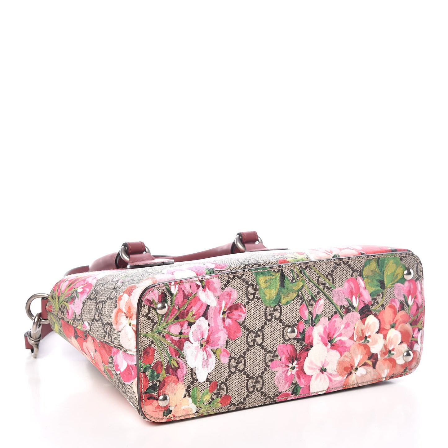GG Supreme Monogram Blooms Mini Zip Top Tote Beige Multicolor Dry Rose