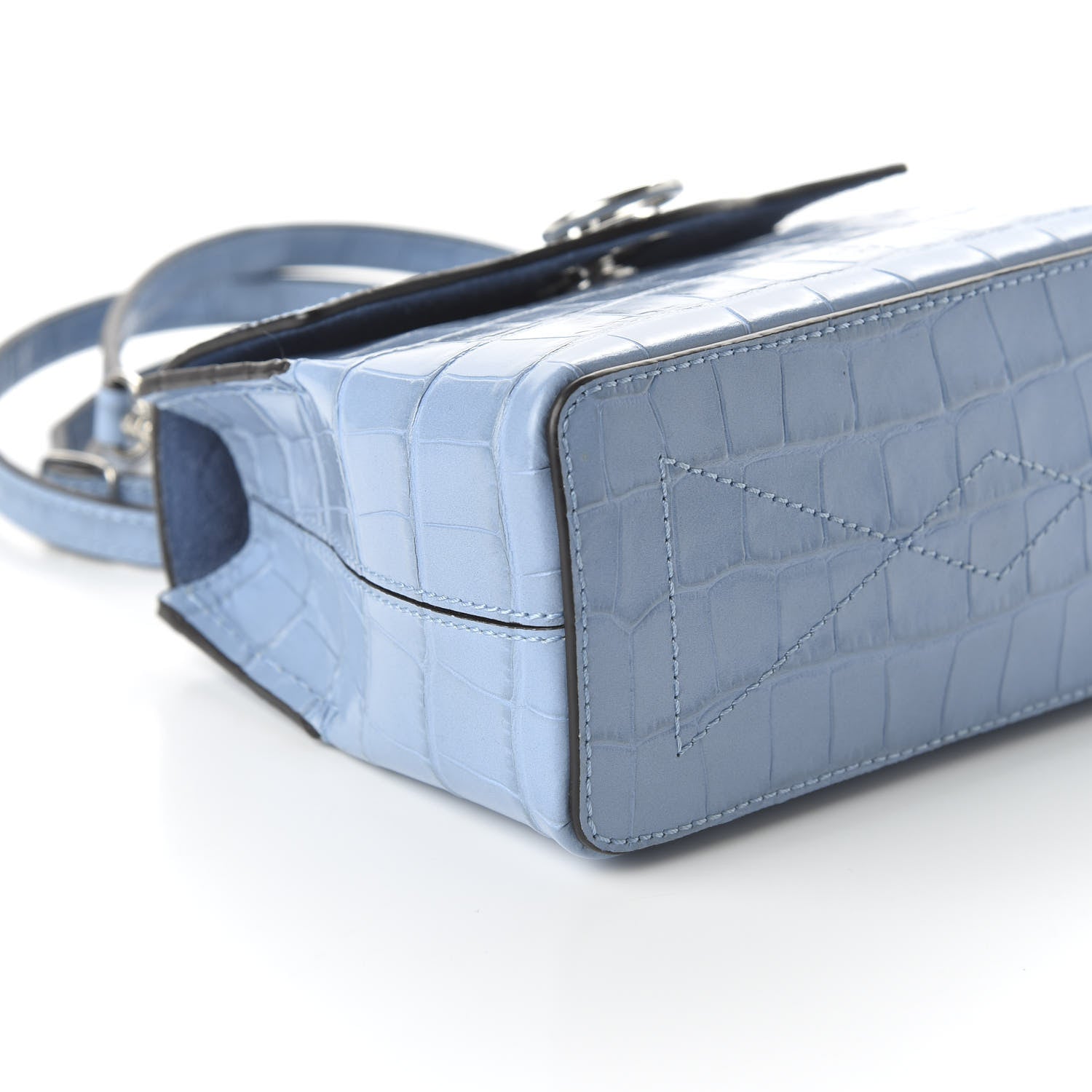 Mulberry Shiny Croc Calfskin Embossed Micro Seaton Pale Slate 8 of 10