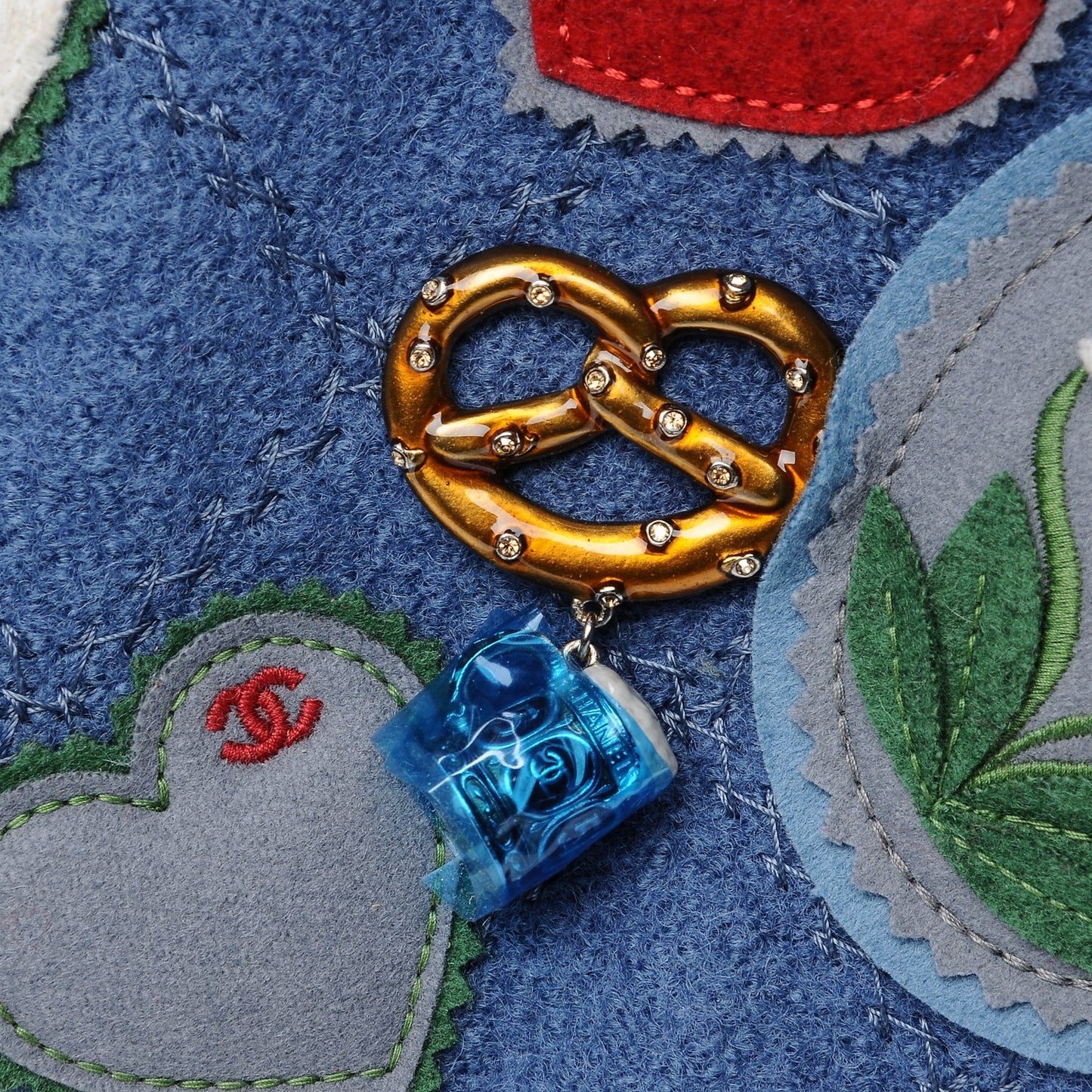 Felt Embroidered Large Crest Austrian Satchel Blue