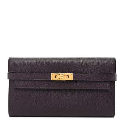 Hermes Epsom Verso Kelly Longue Wallet Raisin Anemone 1 of 8