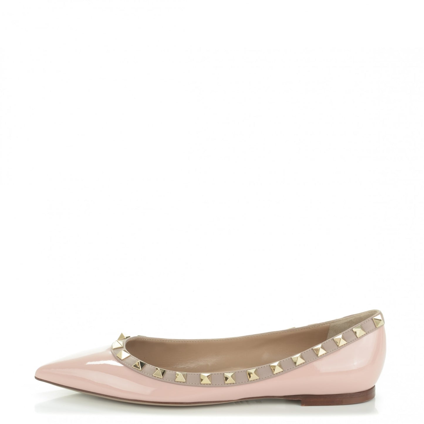 Patent Rockstud Ballerina Flats 36 Water Rose Poudre