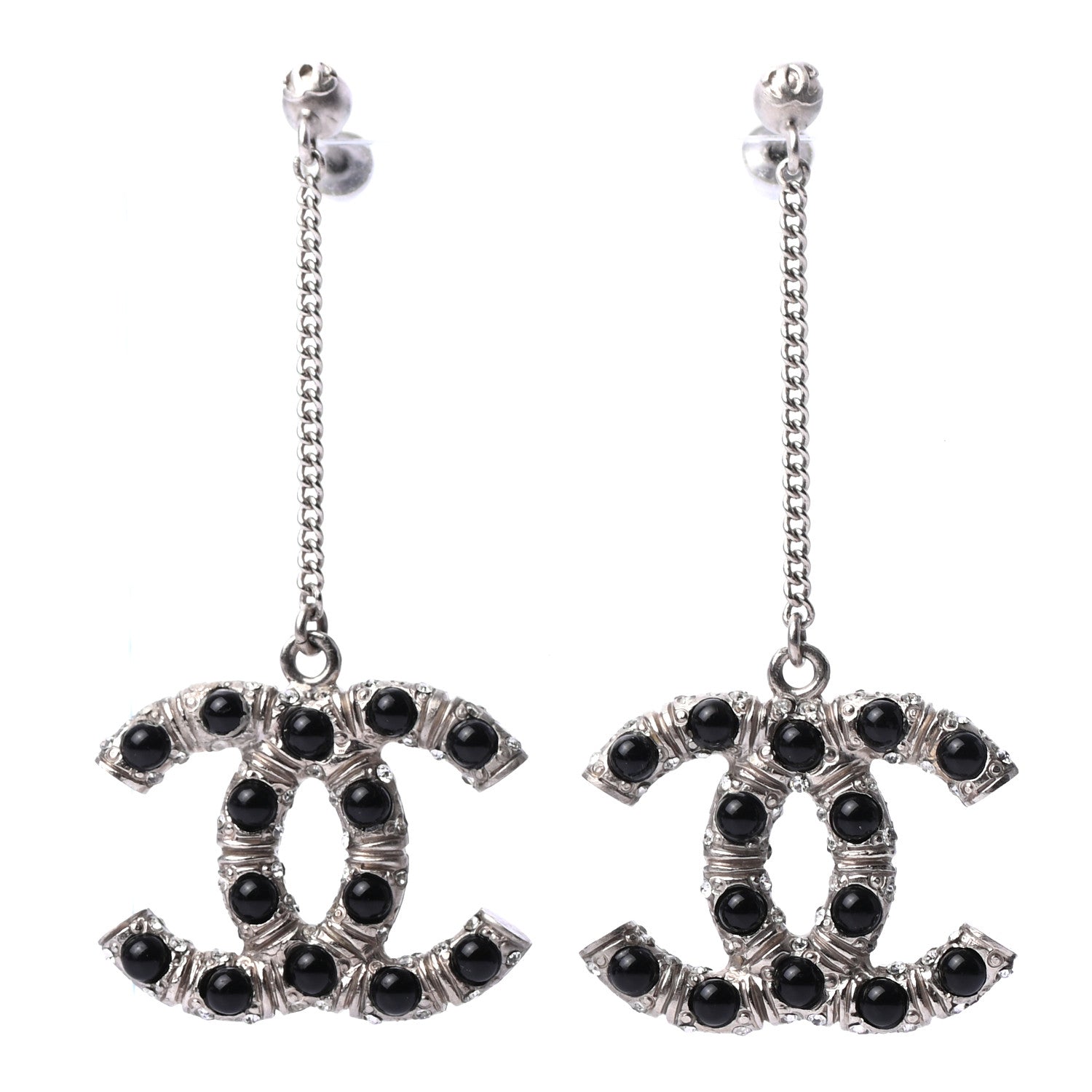 Chanel Crystal CC Drop Earrings Black 1 of 4