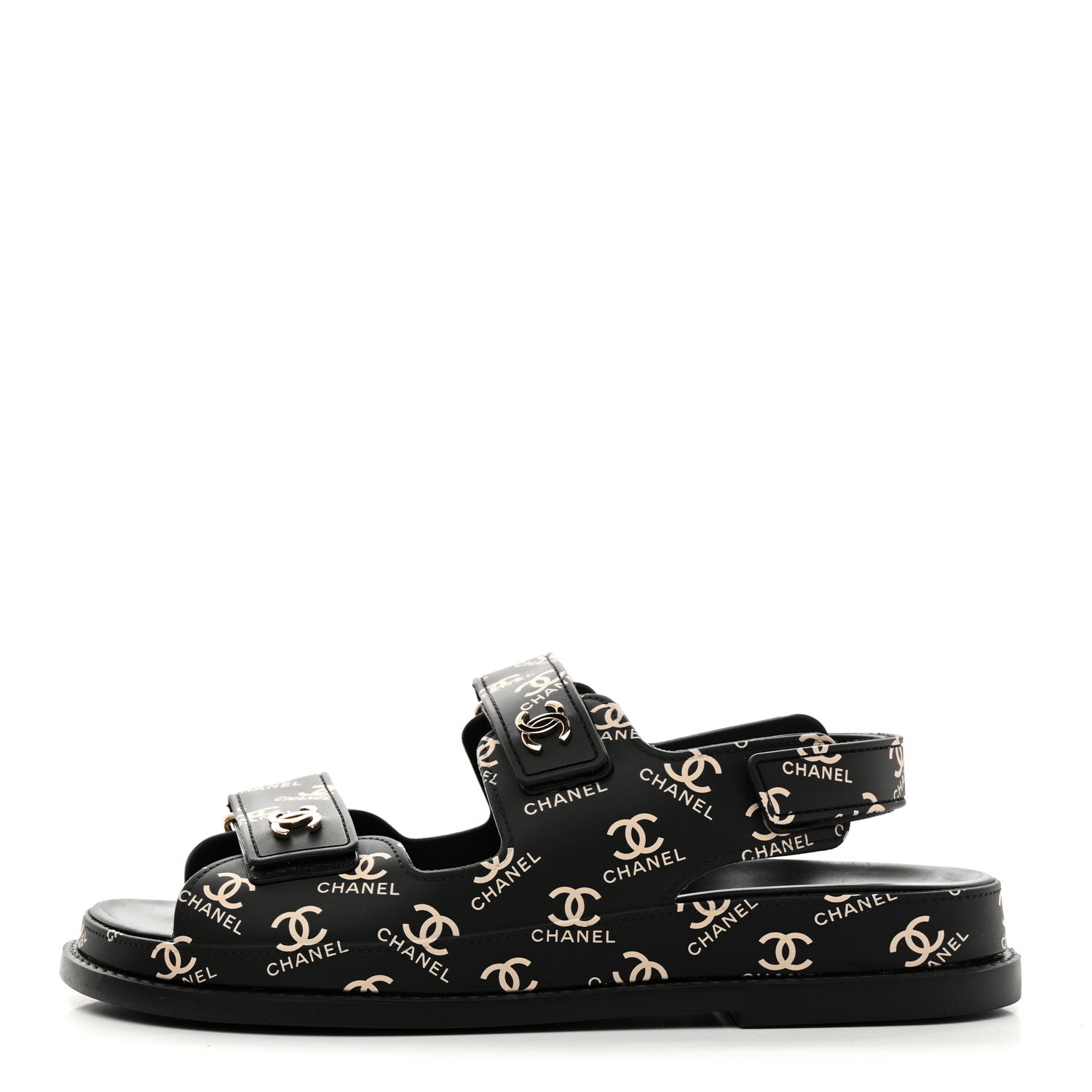 Chanel Rubber CC Dad Sandals 38 Black 1793322 – FASHIONPHILE