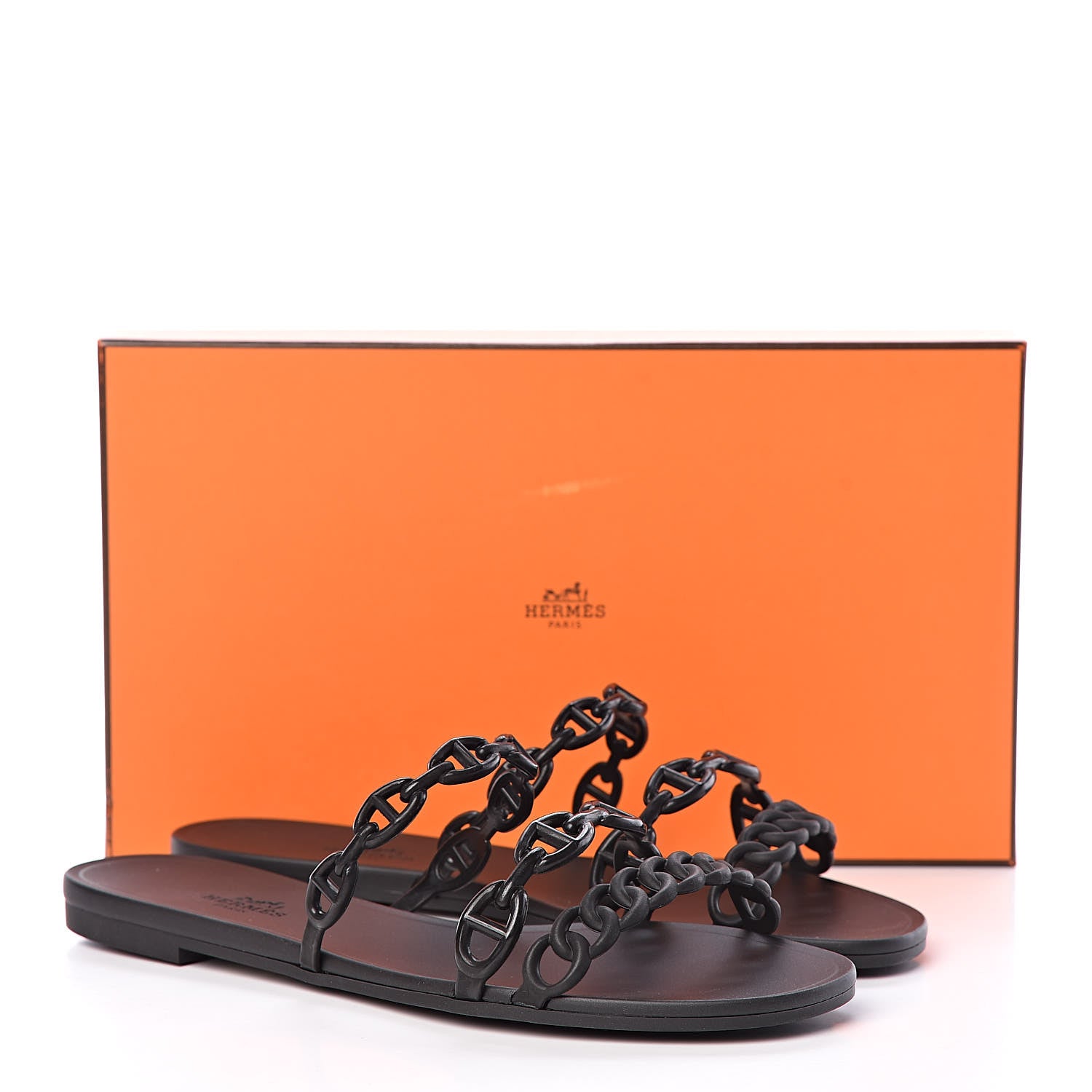 Hermes Rubber Chaine d'Ancre Rivage Sandals 37 Black 8 of 8