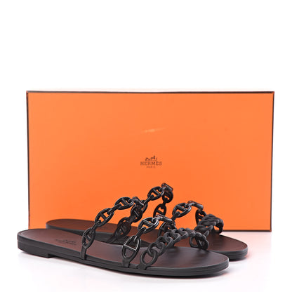 Hermes Rubber Chaine d'Ancre Rivage Sandals 37 Black 8 of 8