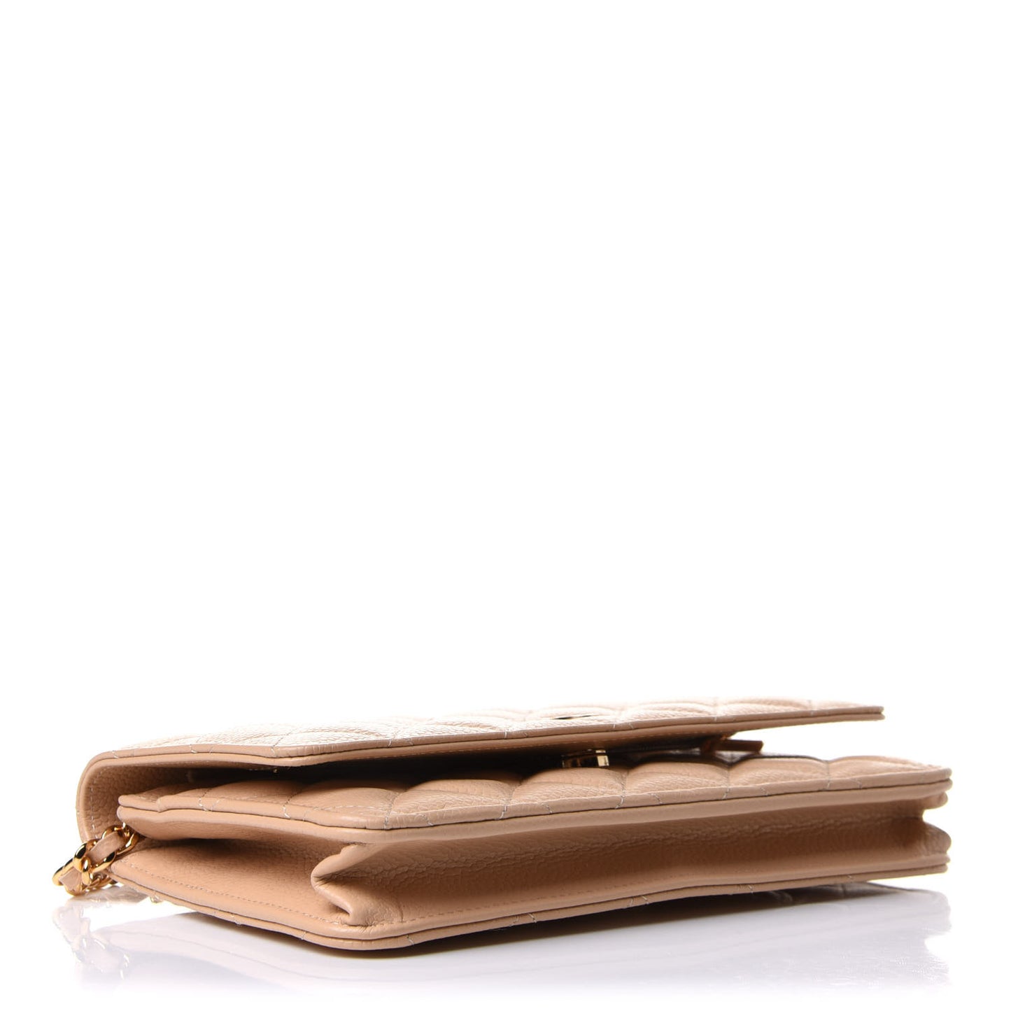 Caviar Quilted Wallet On Chain WOC Beige