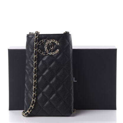 Chanel Caviar Quilted French New Wave Phone Holder With Chain Black 12 of 12