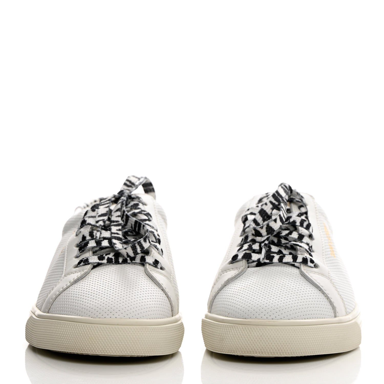 Saint Laurent Perforated Calfskin Cheetah Print Andy Low Top Sneakers 38.5 White Black 2 of 14
