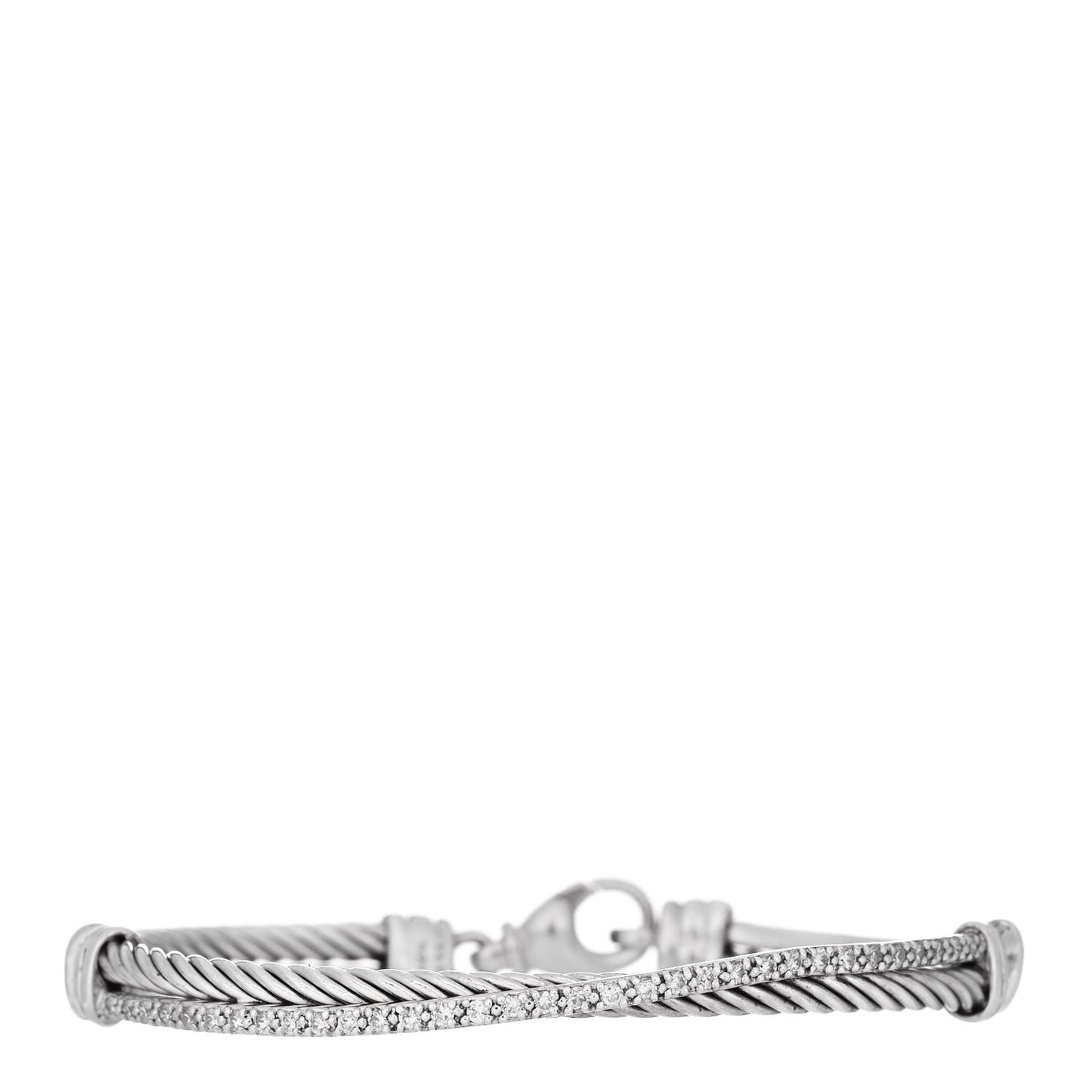 Sterling Silver Diamond 3mm Crossover Bracelet