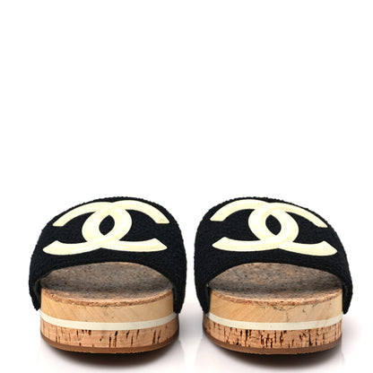 Chanel Tweed Cork CC Mule Sandal 38 Black 2 of 9