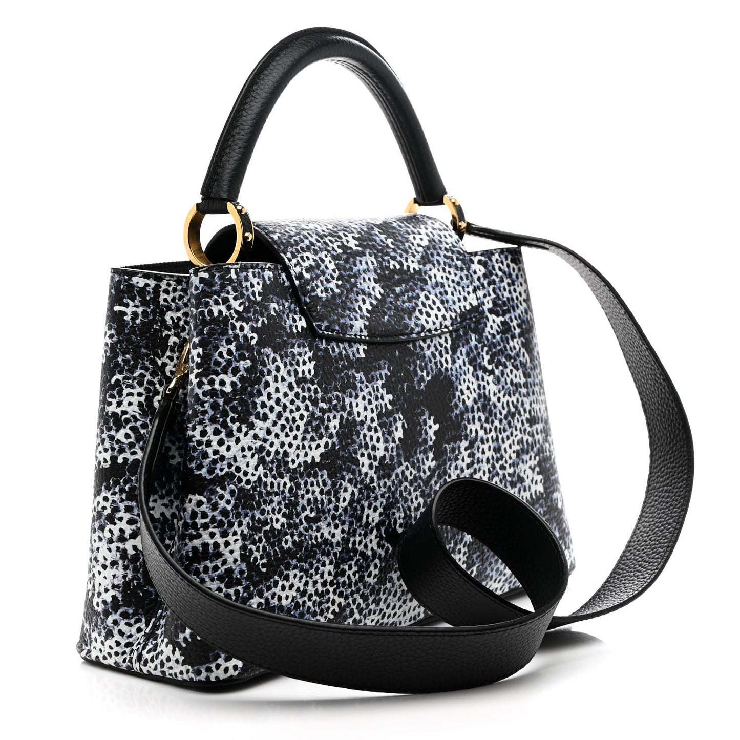 LV X YK Taurillon Infinity Net Capucines MM Black Blue