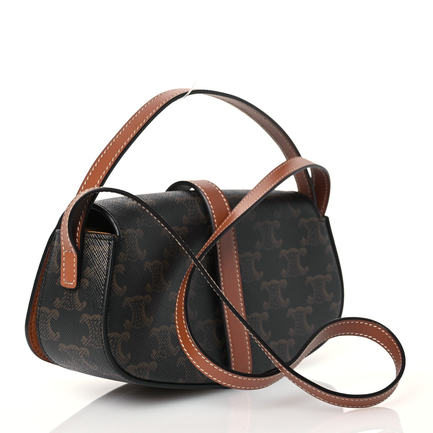 Triomphe Canvas Calfskin Tabou Clutch on Strap Tan